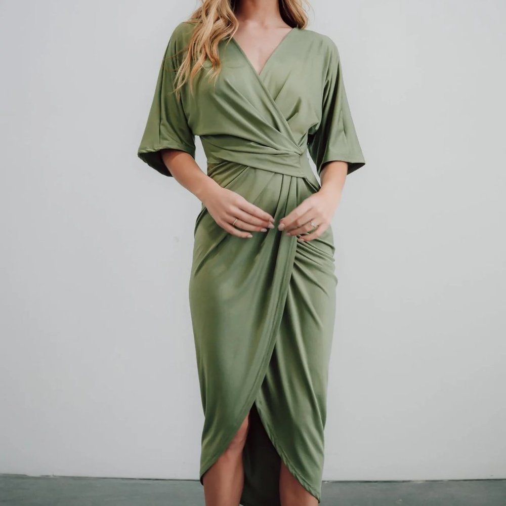 Baltic Born Solana Ruched Dress (Dusty Sage, L)
